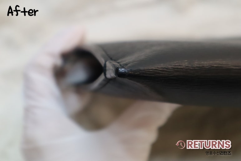 몽블랑 클러치 스크래치·모서리 복원 · 수선 후 · 모서리