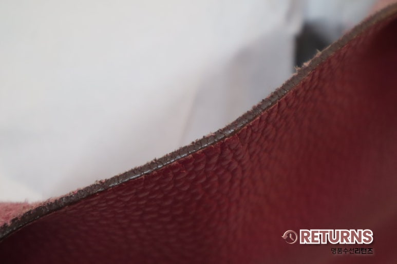 에르메스 피코탄 가죽·엣지코트 복원 · 수선 전 · 테두리 유약